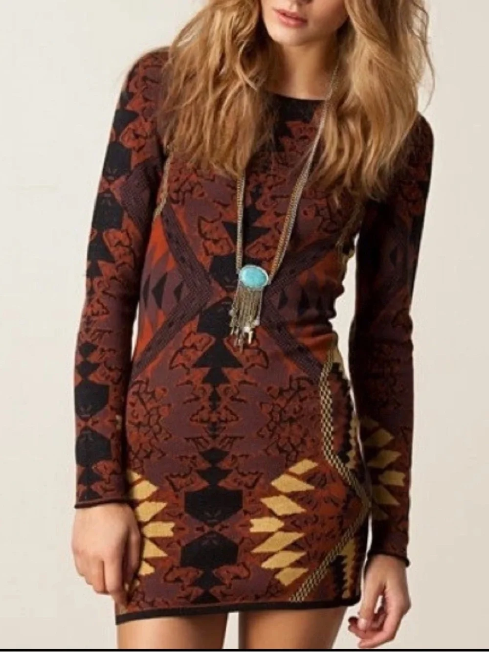 Free People rust purple HUNTRESS OF A MAN sweater knit low back dress size M - Picture 1 of 9